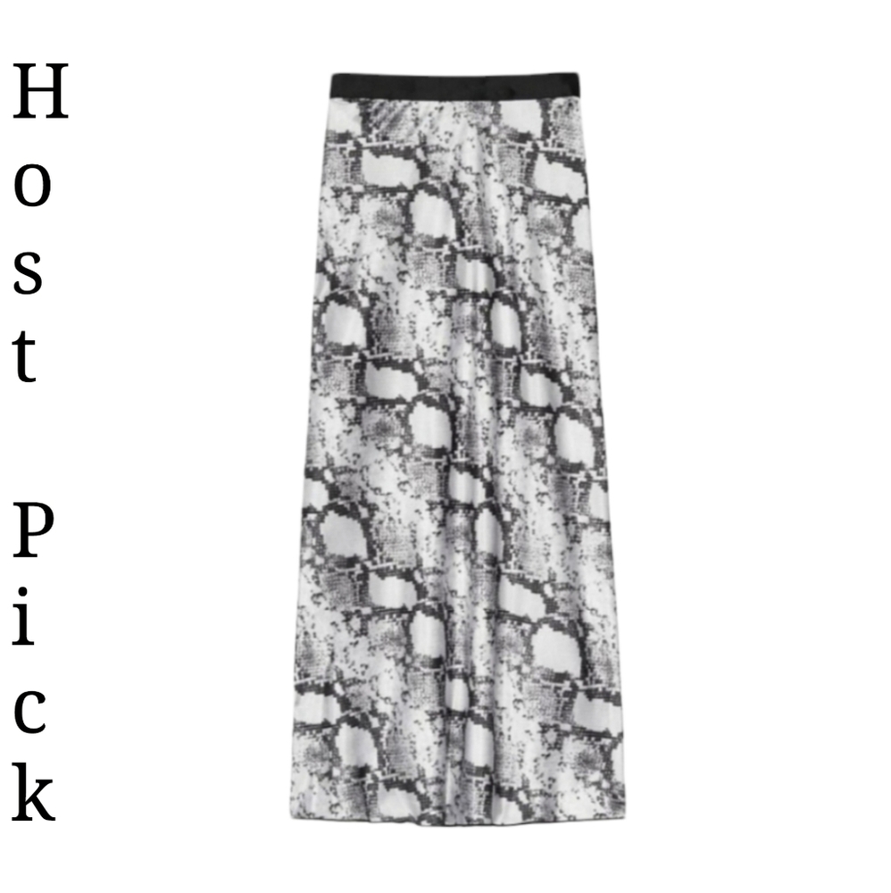 Knit Riot VS PINK Snakeskin Black White Satin Skirt Sz XS